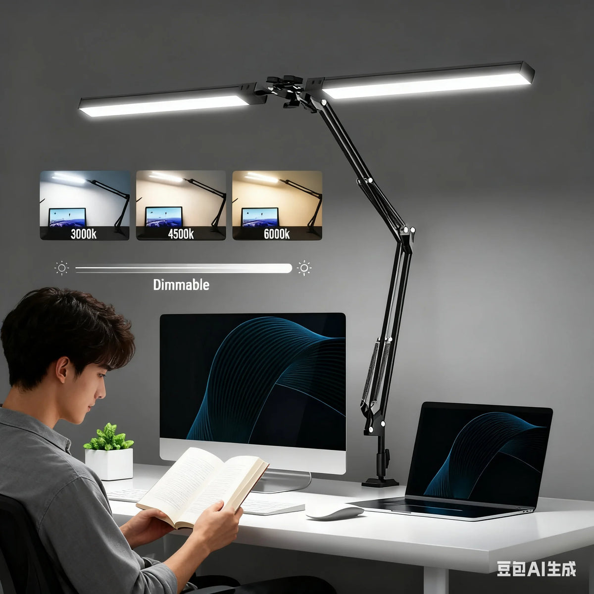 LED Clamp Desk Lamp with 10 Brightness Levels