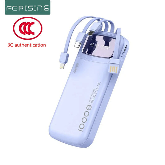 Ultra-Thin Power Bank with Built-In Type-C Cable