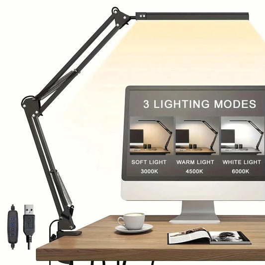 LED Clamp Desk Lamp with 10 Brightness Levels