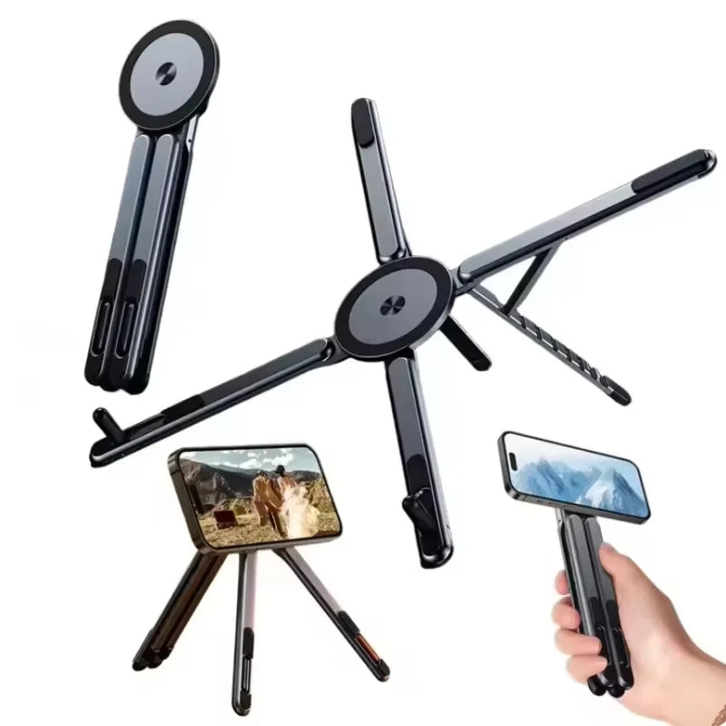 Foldable Magnetic Laptop Stand Aluminum Alloy Portable Adjustable Stand Heat Dissipation Holder Supports Phone Tablet Notebook