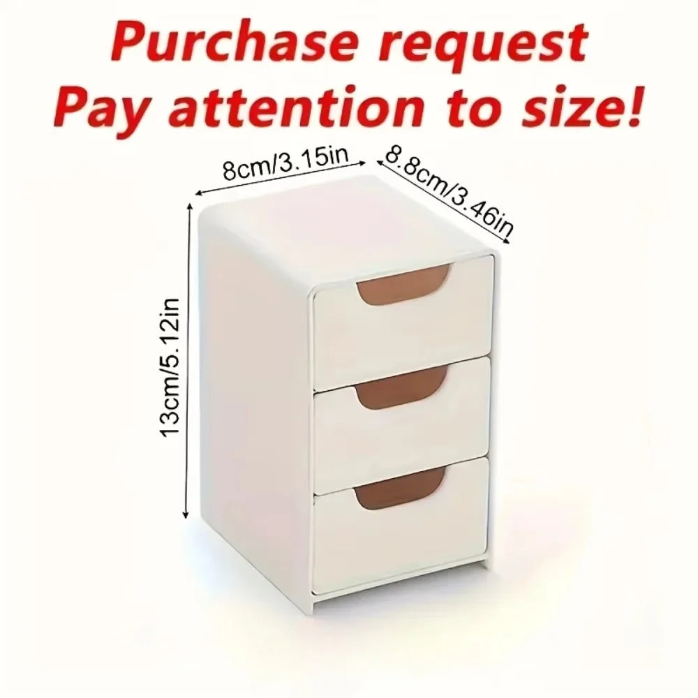 Chic 3-Tier Desk Organizer with Drawers - Ideal for Office Supplies, Jewelry & Cosmetics Storage - Portable Divider Box