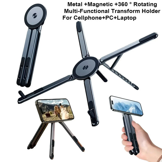 Aluminum Alloy Foldable Magnetic Laptop Stand ABS Plastic Adjustable Stand for Phone Tablet Notebook Heat Dissipation Holder