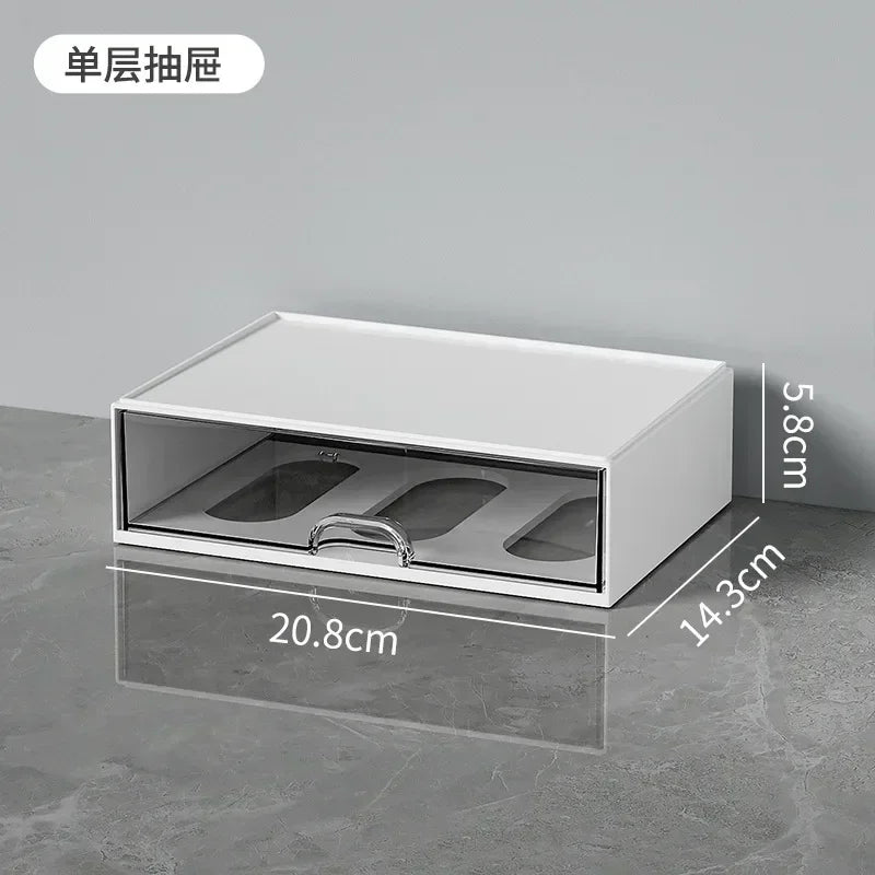 Desk Organizer with 2 Drawers, Plastic Cosmetic Storage, Desktop Organizer Set, Pencil Holder, Perfect for Storage WORLDKPI