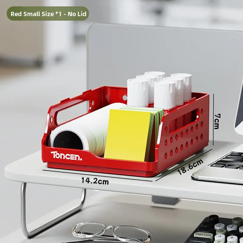 Desktop Organizer Rack Office Desk File Storage Basket Miscellaneous Snacks Storage Box Stationery Arrangement Plastic Material