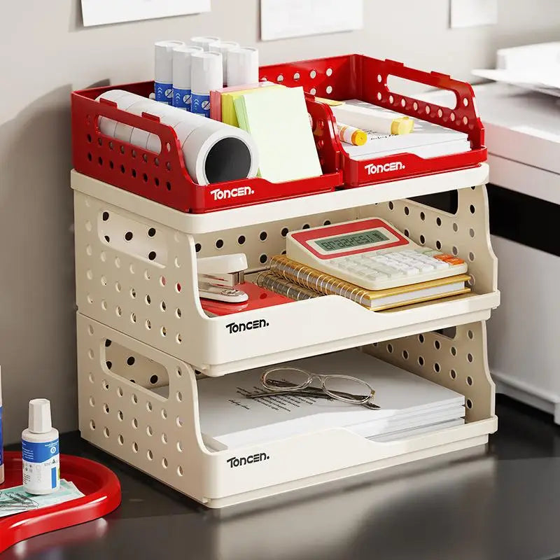 Desktop Organizer Rack Office Desk File Storage Basket Miscellaneous Snacks Storage Box Stationery Arrangement Plastic Material