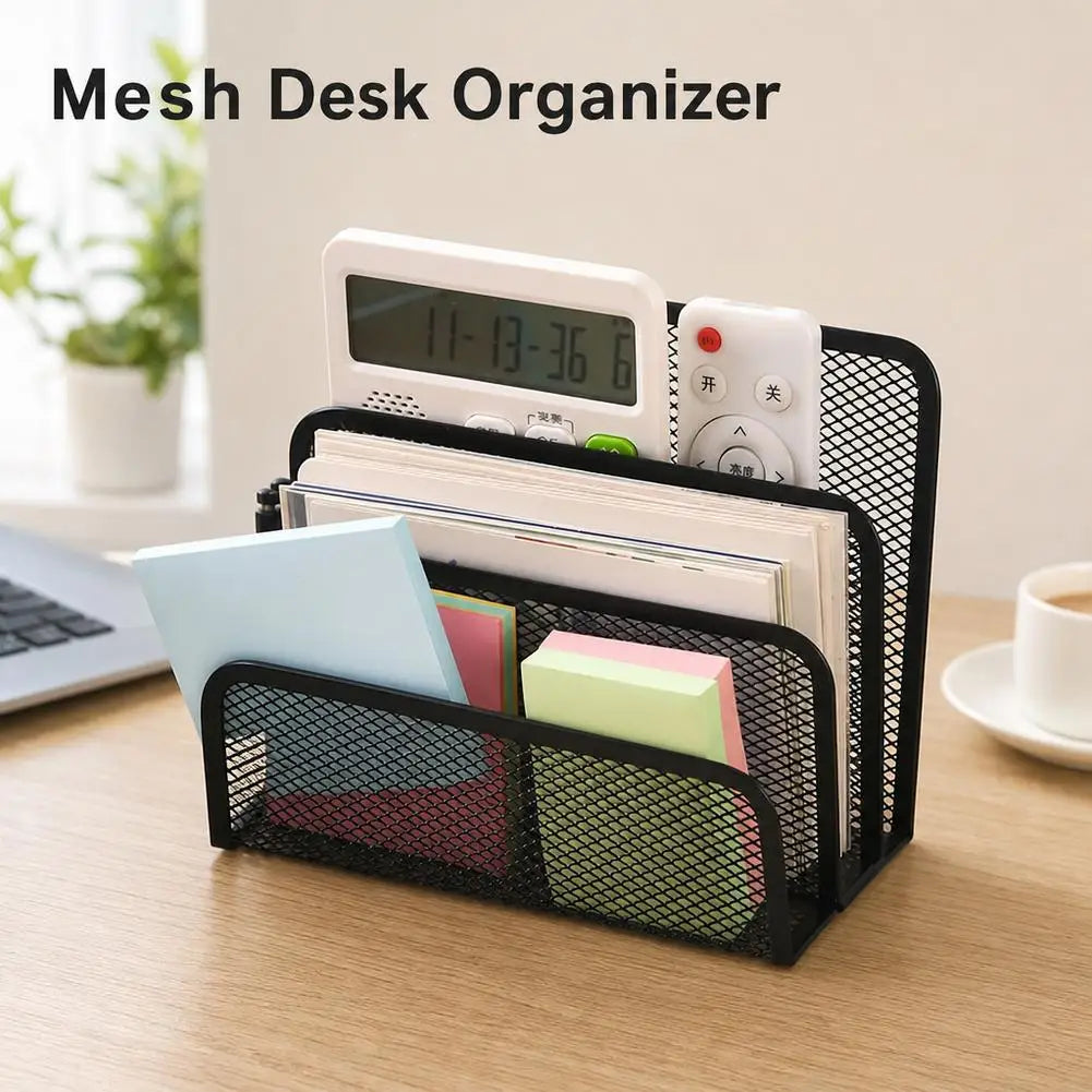 Desk Mail Organizer Small File Holders Letter Organizer Metal Mesh Document/Filing/Folders/Paper Organizer for Desktop