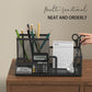 Black Mesh Desk Organizer - 3-Tier Storage with Pencil Holder & Baskets,Office Supplies Organizer for Desktop, Home & School Use