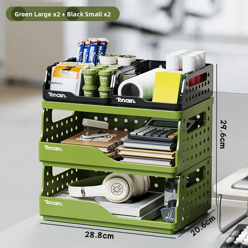 Desktop Organizer Rack Office Desk File Storage Basket Miscellaneous Snacks Storage Box Stationery Arrangement Plastic Material