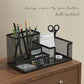 Black Mesh Desk Organizer - 3-Tier Storage with Pencil Holder & Baskets,Office Supplies Organizer for Desktop, Home & School Use