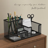 Black Mesh Desk Organizer - 3-Tier Storage with Pencil Holder & Baskets,Office Supplies Organizer for Desktop, Home & School Use