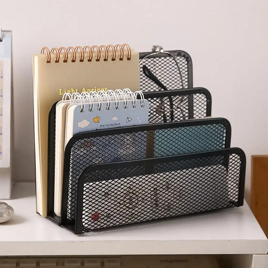 Desk Mail Organizer Small File Holders Letter Organizer Metal Mesh Document/Filing/Folders/Paper Organizer for Desktop