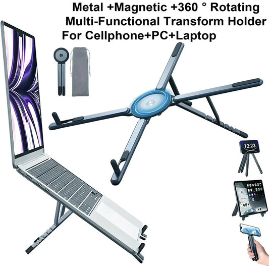Aluminum Alloy Foldable Magnetic Laptop Stand ABS Plastic Adjustable Stand for Phone Tablet Notebook Heat Dissipation Holder