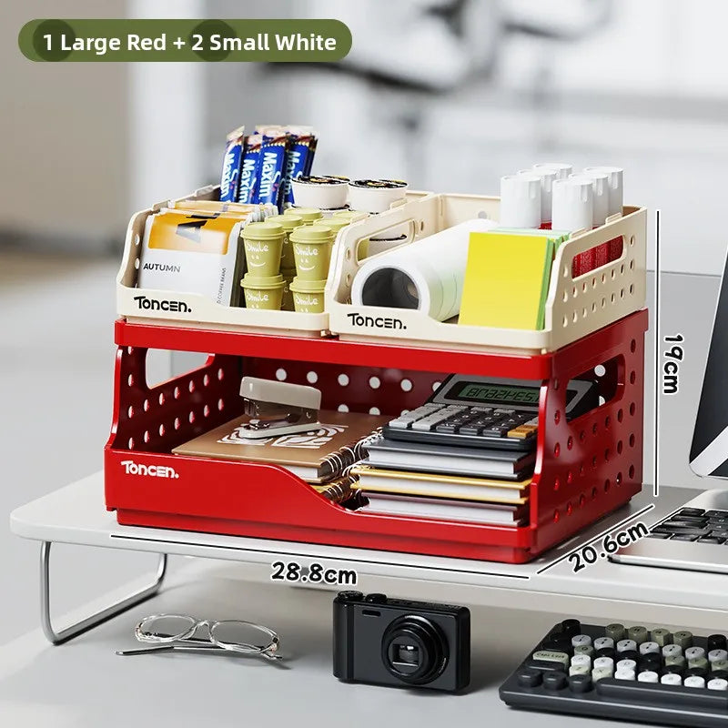 Desktop Organizer Rack Office Desk File Storage Basket Miscellaneous Snacks Storage Box Stationery Arrangement Plastic Material