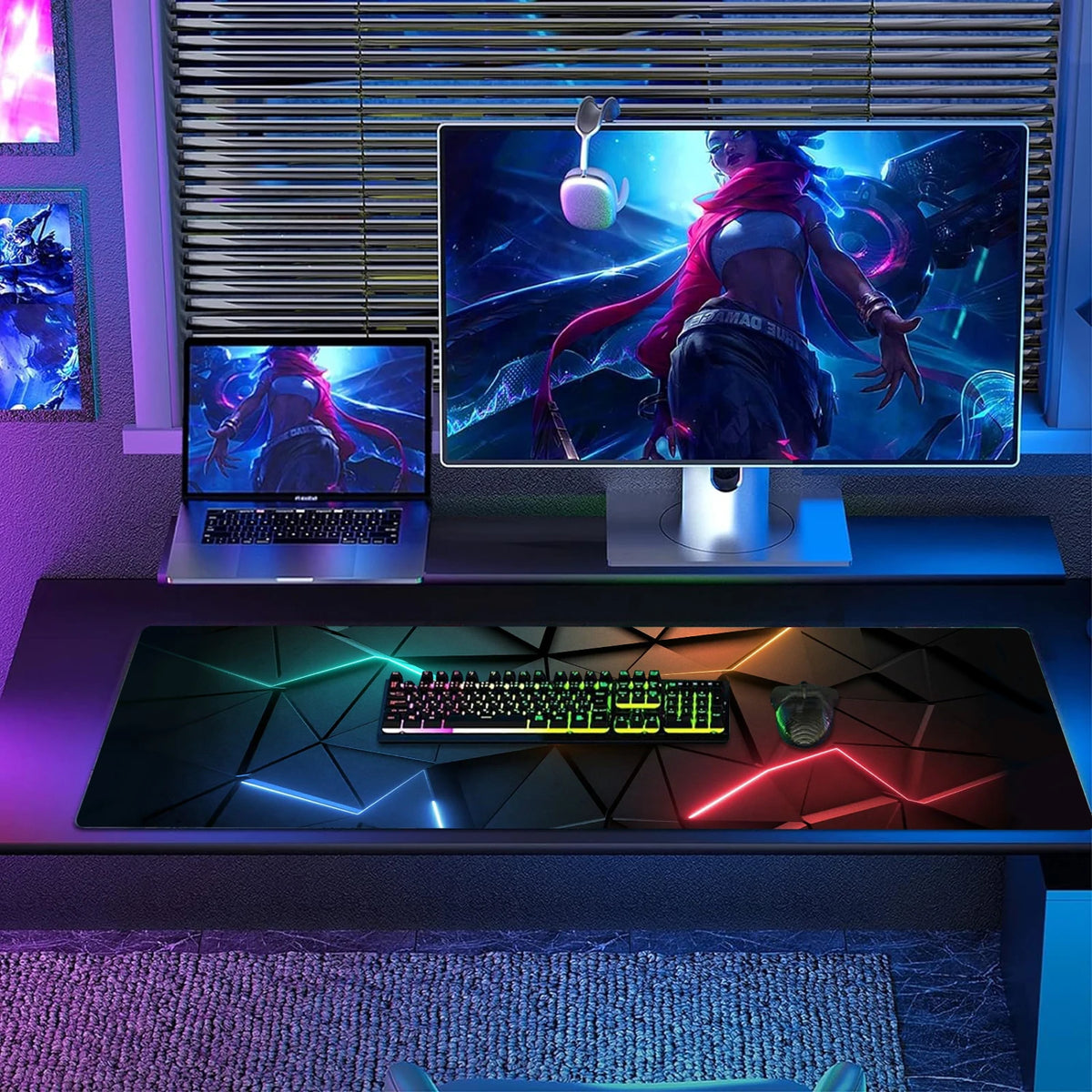 Large Keyboard & Mouse Desk Mat with Stitched Edges