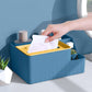 6-Section Desk Organizer - Multifunctional Tissue Box With Remote Holder Plastic Storage For Living Room Kitchen & Office