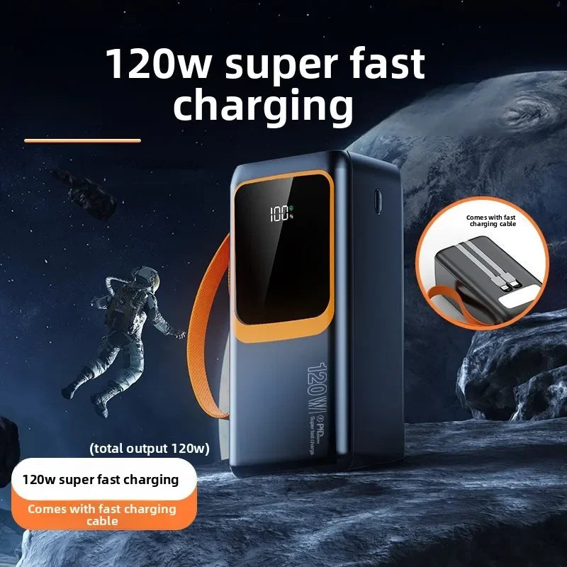 120W Fast Charging Power Bank with Built In Cables