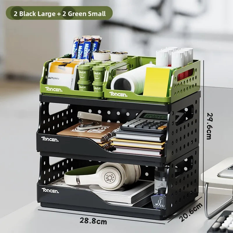 Desktop Organizer Rack Office Desk File Storage Basket Miscellaneous Snacks Storage Box Stationery Arrangement Plastic Material