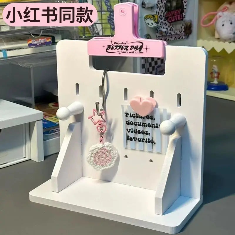 Ins Style Desk Organizer Desktop Shelf Hole Board Daily Sundries Organizer Student Dormitory Desk Doll Display Stand Home Decors