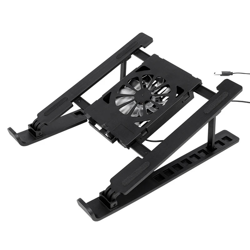 Foldable Laptop Cooling Stand Base Portable Notebook Cooler with 1 Cooling Fan Height Adjustable Radiator Bracket for Laptops