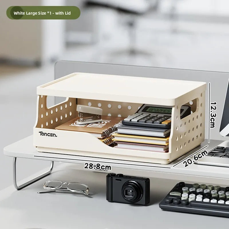 Desktop Organizer Rack Office Desk File Storage Basket Miscellaneous Snacks Storage Box Stationery Arrangement Plastic Material
