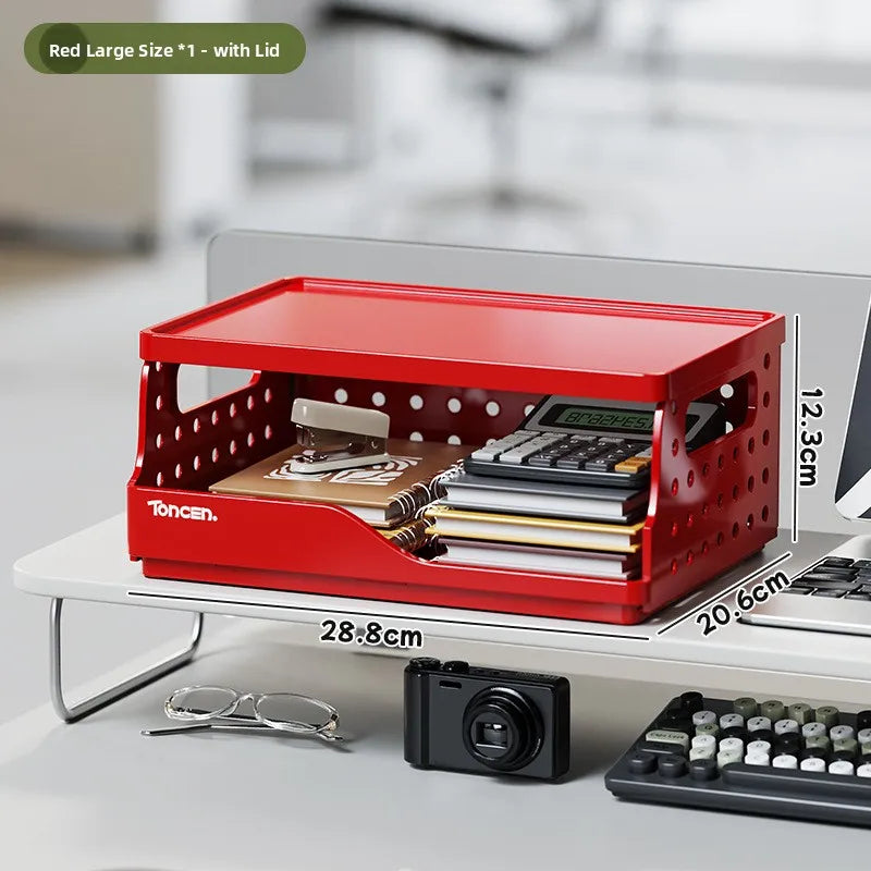 Desktop Organizer Rack Office Desk File Storage Basket Miscellaneous Snacks Storage Box Stationery Arrangement Plastic Material