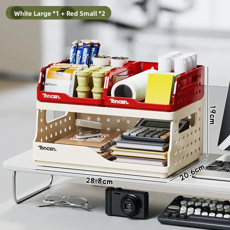 Desktop Organizer Rack Office Desk File Storage Basket Miscellaneous Snacks Storage Box Stationery Arrangement Plastic Material