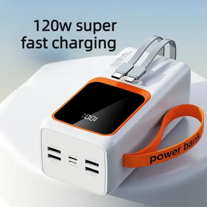 120W Fast Charging Power Bank with Built In Cables