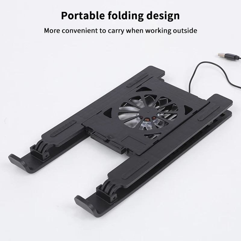 Foldable Laptop Cooling Stand Base Portable Notebook Cooler with 1 Cooling Fan Height Adjustable Radiator Bracket for Laptops