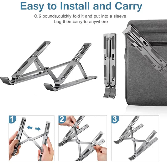 Laptop Stand Aluminum Alloy Anti-Slip Anti-Fall Foldable Height-Adjustable Tablet Stand Suitable for Books and Computers