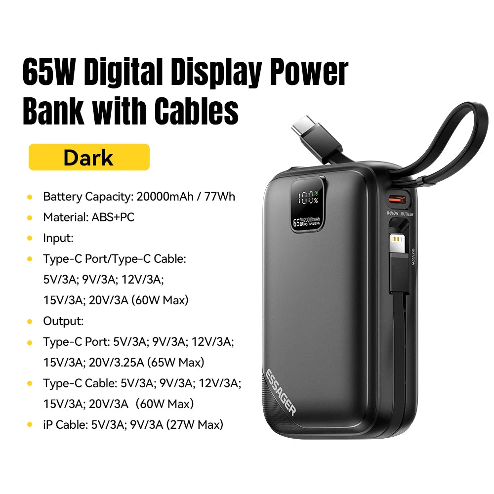 Essager 65W Power Bank for iPhone & Laptop