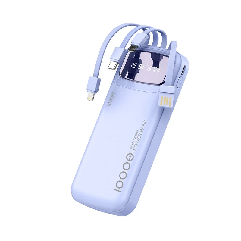 Ultra-Thin Power Bank with Built-In Type-C Cable