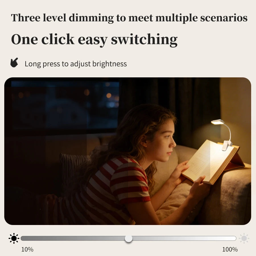 USB Rechargeable Mini LED Clip On Book Light for Reading, Study & Work.