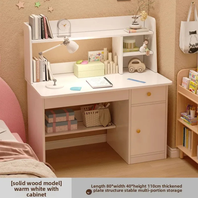 Desk, Bookshelf, Integrated Computer Desk, Home Bedroom, Small Table for Students to Learn to Write