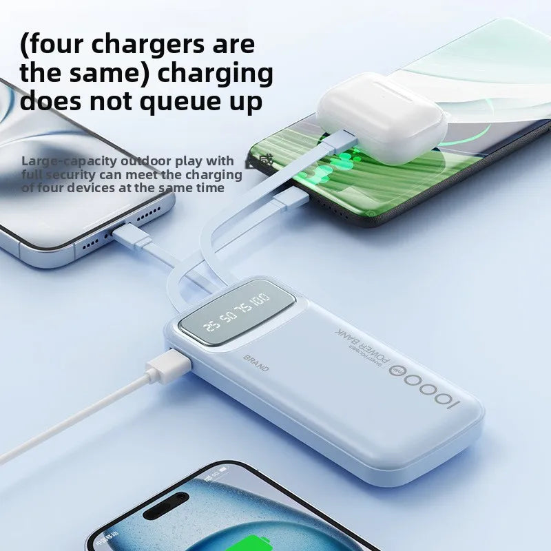 Ultra-Thin Power Bank with Built-In Type-C Cable