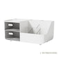 〔L〕Desktop Plastic Storage Organizer with 2 Drawers Multi Grid Desk Caddy for Stationery Cosmetic Office Supplies