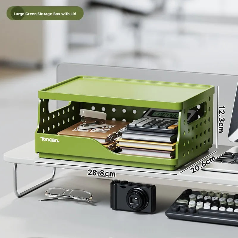 Desktop Organizer Rack Office Desk File Storage Basket Miscellaneous Snacks Storage Box Stationery Arrangement Plastic Material