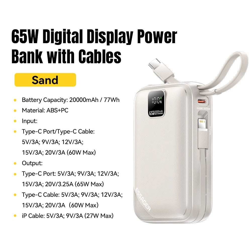 Essager 65W Power Bank for iPhone & Laptop