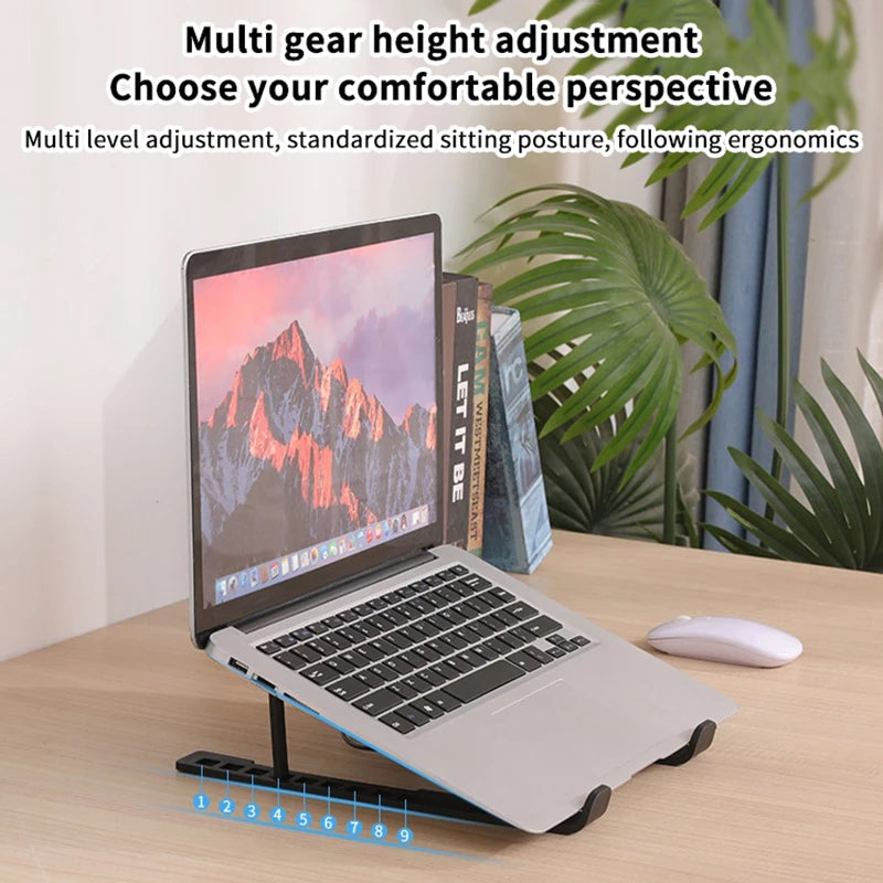 Foldable Laptop Cooling Stand Base Portable Notebook Cooler with 1 Cooling Fan Height Adjustable Radiator Bracket for Laptops
