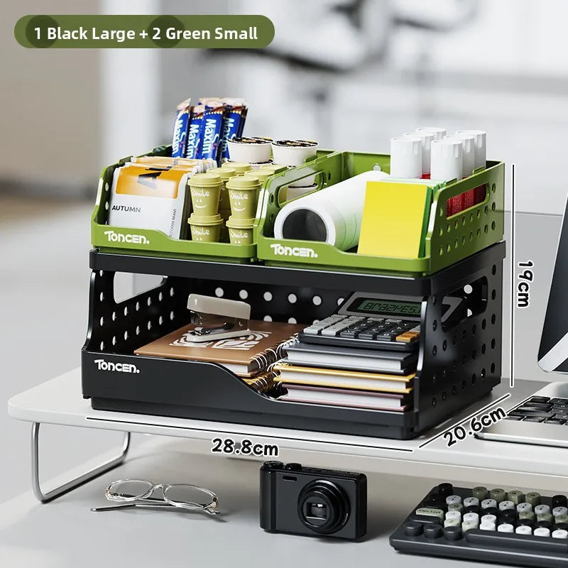 Desktop Organizer Rack Office Desk File Storage Basket Miscellaneous Snacks Storage Box Stationery Arrangement Plastic Material