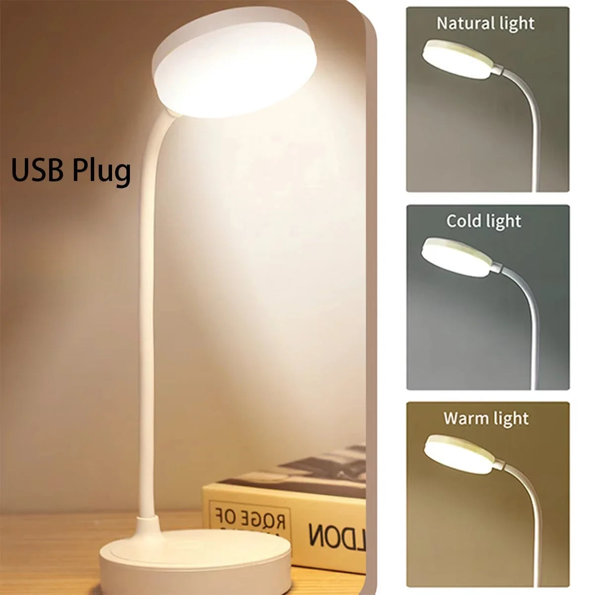 Adjustable LED Desk Lamp with Warm & White Light
