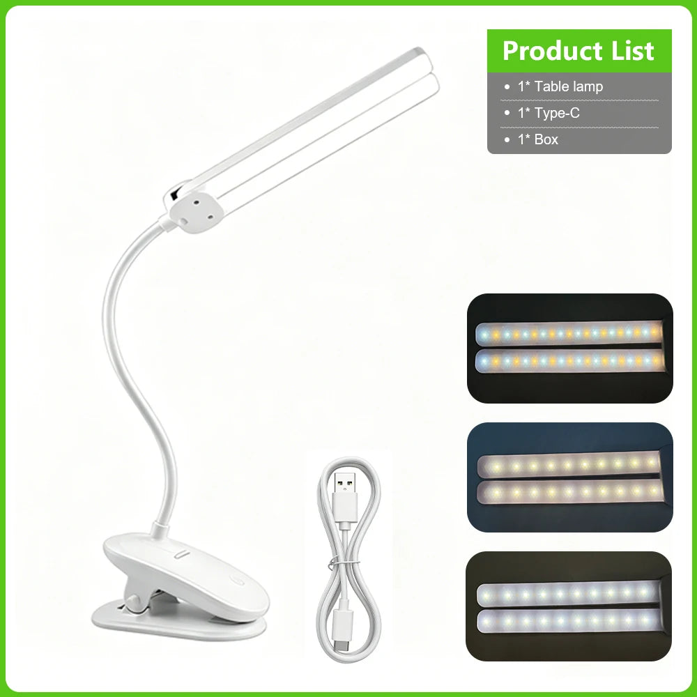 Rechargeable LED Clamp Lamp for Bedroom & Study