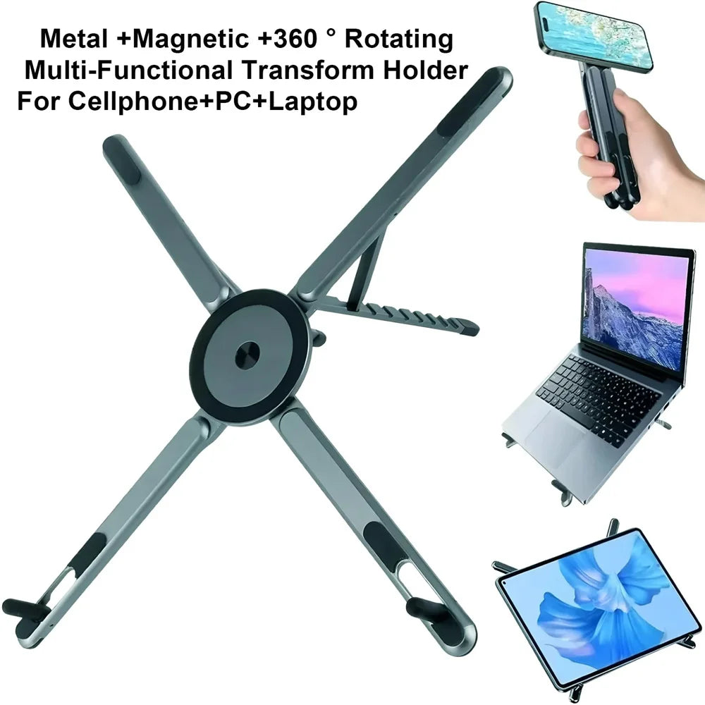 Aluminum Alloy Foldable Magnetic Laptop Stand ABS Plastic Adjustable Stand for Phone Tablet Notebook Heat Dissipation Holder