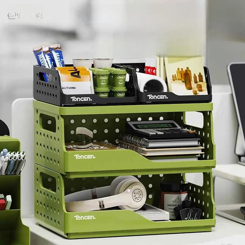Desktop Organizer Rack Office Desk File Storage Basket Miscellaneous Snacks Storage Box Stationery Arrangement Plastic Material