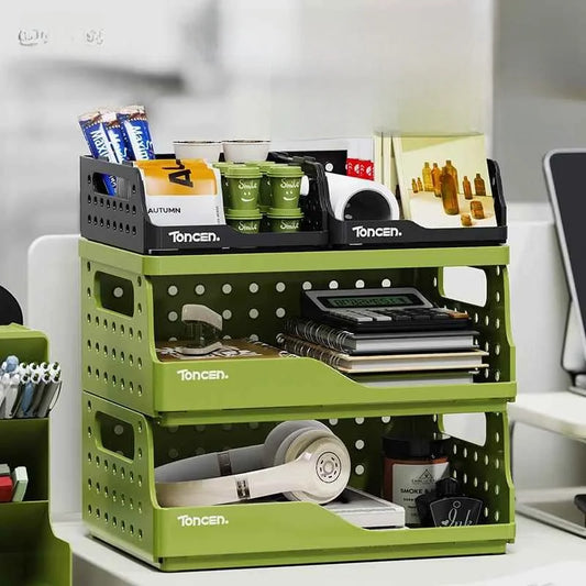 Desktop Organizer Rack Office Desk File Storage Basket Miscellaneous Snacks Storage Box Stationery Arrangement Plastic Material