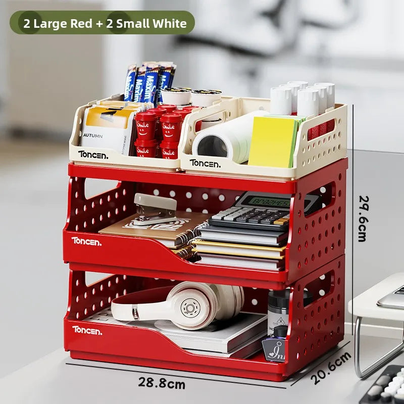 Desktop Organizer Rack Office Desk File Storage Basket Miscellaneous Snacks Storage Box Stationery Arrangement Plastic Material