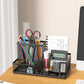 Mesh Desk Organizer Office Supplies Caddy with Pencil Holder and Storage Baskets for Desktop Accessories, 3 Compartments, Black