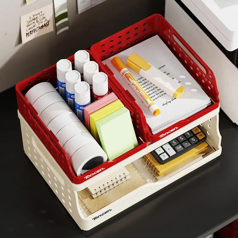 Desktop Organizer Rack Office Desk File Storage Basket Miscellaneous Snacks Storage Box Stationery Arrangement Plastic Material