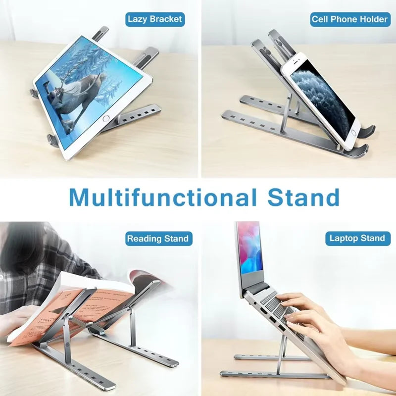 Laptop Stand Aluminum Alloy Anti-Slip Anti-Fall Foldable Height-Adjustable Tablet Stand Suitable for Books and Computers
