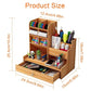 Wooden Desk Organiser DIY Desktop Tidy Pen Holder Large Capacity Stationery Storage Box with Drawer for Home Office and School
