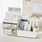 〔L〕Desktop Plastic Storage Organizer with 2 Drawers Multi Grid Desk Caddy for Stationery Cosmetic Office Supplies